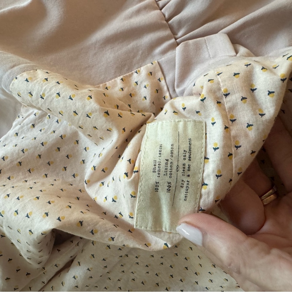 Cartonnier Light Pink/Beige Ruffle-Trim Open Style Size M Lightweight Blazer - Picture 7 of 12